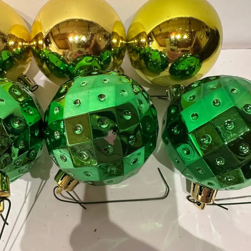 35 piece Shatterproof Christmas Ornaments Gold Green Grapes Holiday Decorations